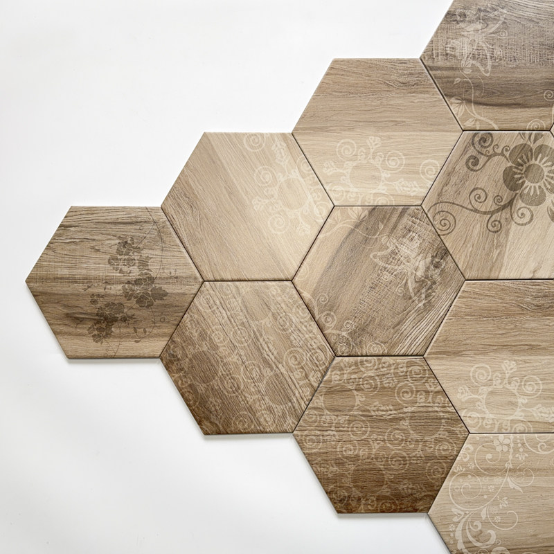 复古木纹六角砖防滑墙地砖