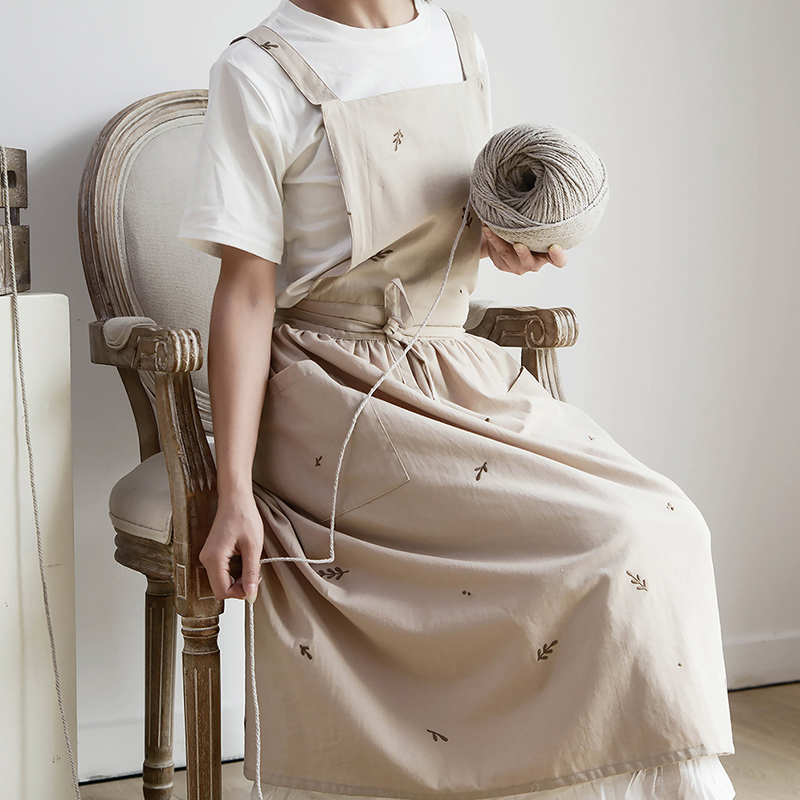 法式围裙花艺师碎花围裙女厨房家用花店韩式纯棉文艺2025新款防水