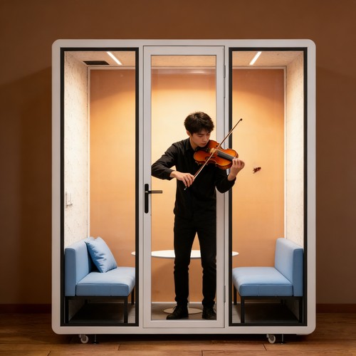 移动式隔音房静音仓透明玻璃门室内练习房带轮便携隔音室