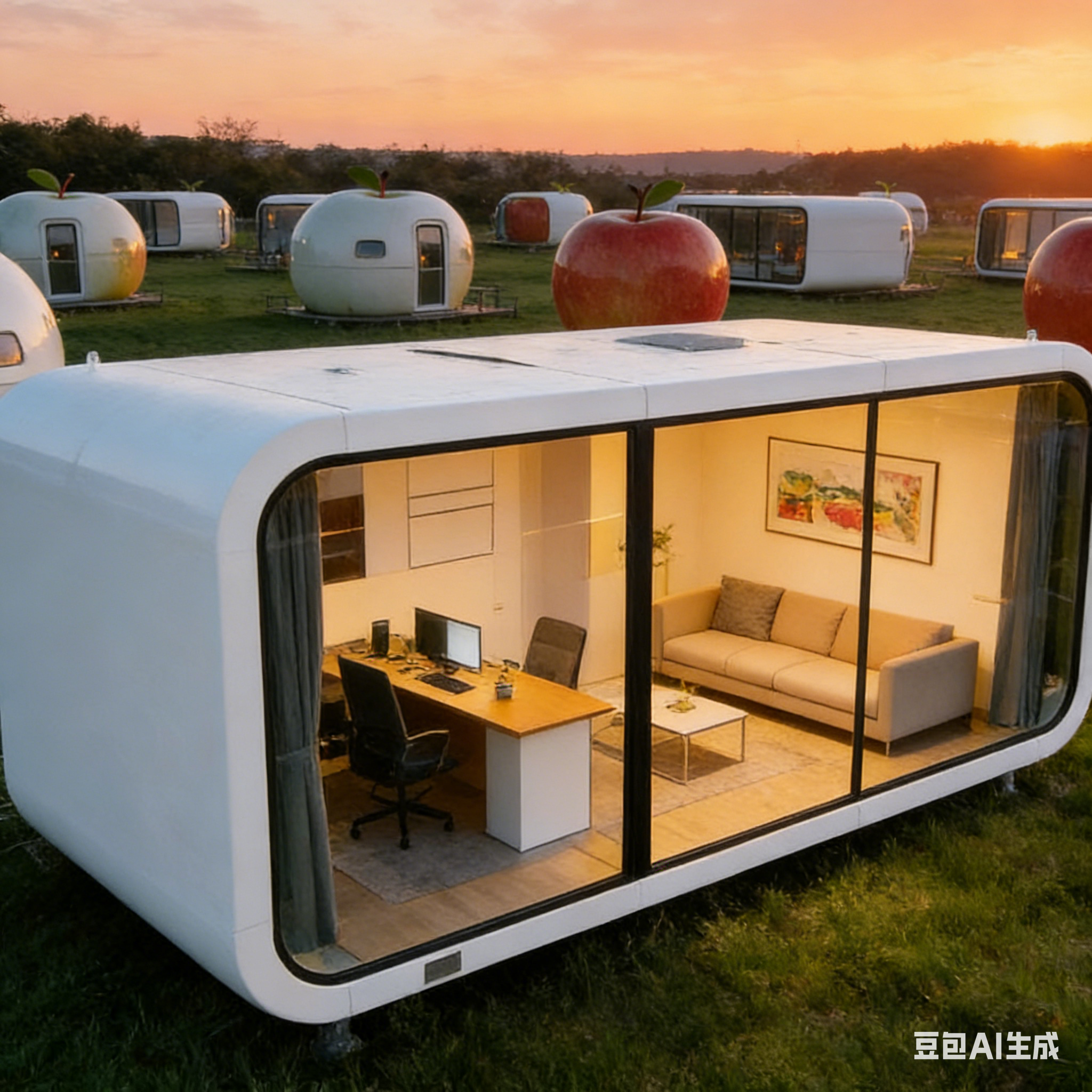 苹果舱移动办公房 网红工作室 可移动静音隔音 支持定制办公布局