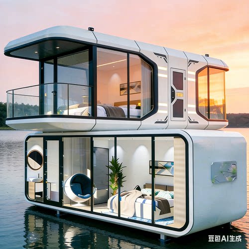 轻奢双层太空舱移动房网红民宿打卡地全景玻璃独立阳台可定制尺寸