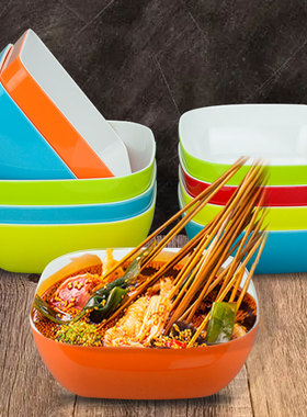 密胺仿瓷商用冷锅串串钵钵鸡容器摆摊专用盆凉菜卤菜正方形展示盘