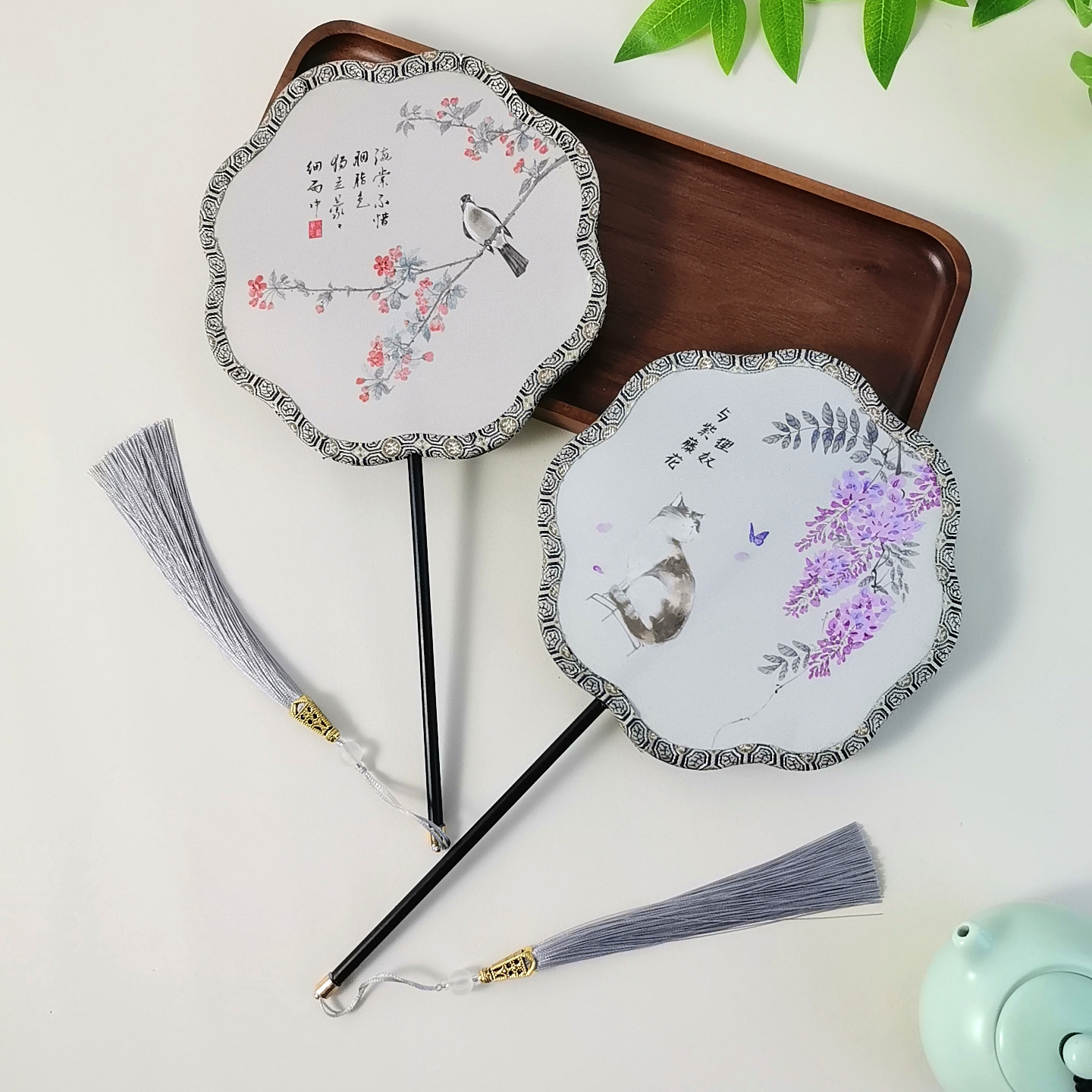 中国风宋锦团扇古典汉服旗袍宫扇