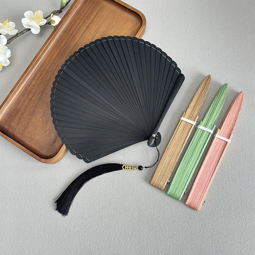葵形小全竹扇子素面折扇头青竹扇