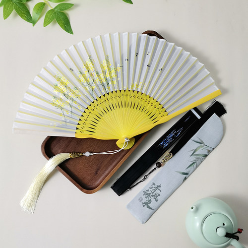 小清新女扇子新中式国风折扇烤漆