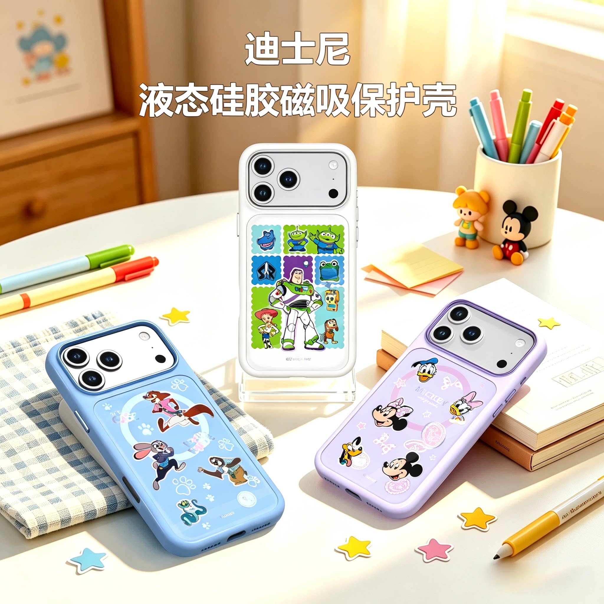 迪士尼正版适用苹果18promax手机壳液态硅胶iPhone17proMax保护套巴斯米奇动物城iPhone18pro磁吸壳全包防摔