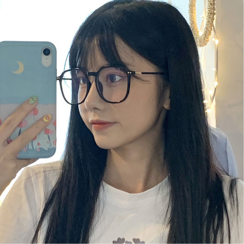 大框圆脸显瘦防蓝光抗辐射日系文艺黑框眼镜多边形近视眼镜框女潮