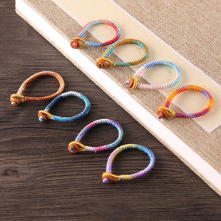 手工编织渐变色金刚结指环扣挂件钥匙扣包挂编绳配件汉服压襟挂绳