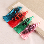 民族风饰品流苏吊坠涤纶丝羽毛款 穗子手工耳环项链服饰配饰挂件