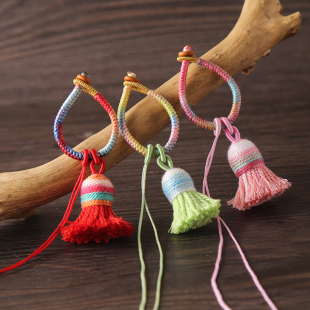 国风渐变金刚结指环扣彩色星光线流苏宋锦挂件配饰钥匙扣包挂吊坠