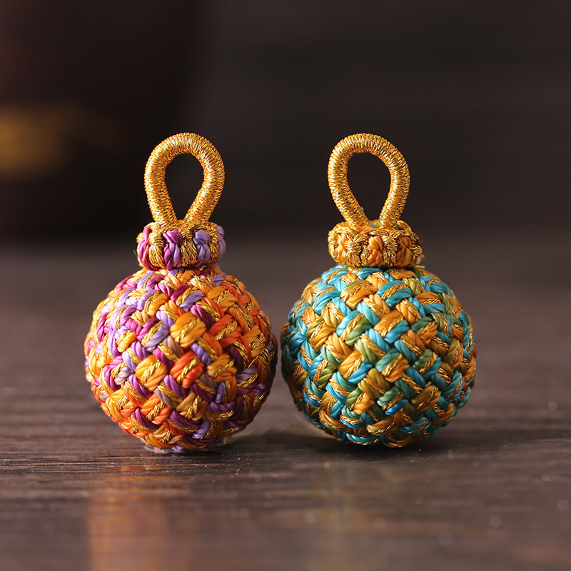 成品纯手工编织玲珑绣球有求必应吊坠宋锦配饰钥匙扣挂件包包挂坠