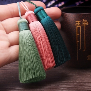 8cm精致纯手工短胖中国结真丝人造丝流苏穗子包挂钥匙扣古风吊坠