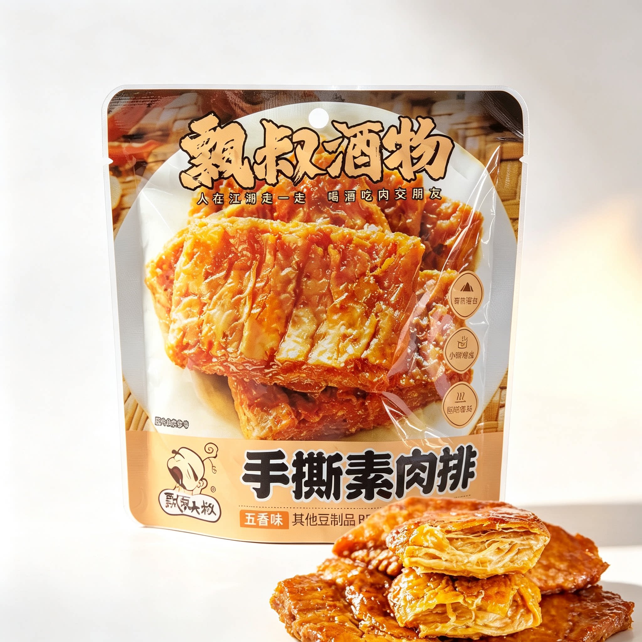 飘零大叔手撕素肉排素牛排辣条素鸡豆腐干解馋网红小零食散装