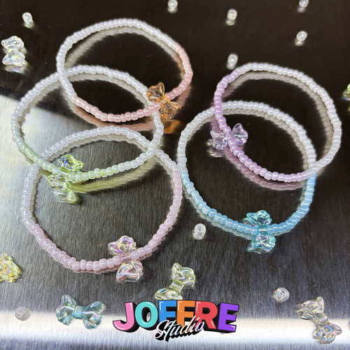 JOFFRE原创彩色极光渐变蝴蝶结手链百搭可叠戴甜酷风多巴胺手串