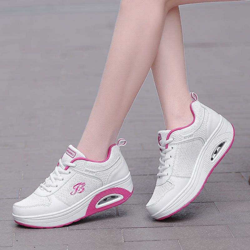 广场舞蹈鞋春秋网面透气运动休闲鞋韩版厚底摇摇鞋女鞋单鞋小白鞋