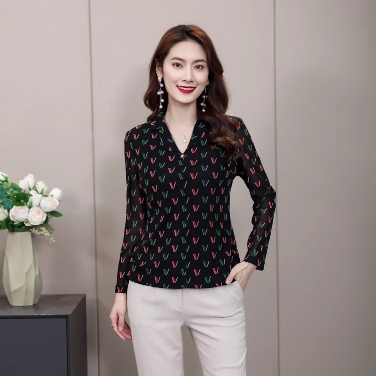 锦依罗长袖时尚妈妈装小衫上衣
