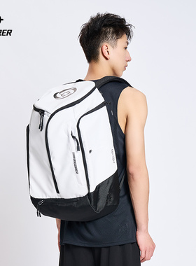准者双肩包多功能防水百搭白色高中联赛男士休闲健身引力篮球背包