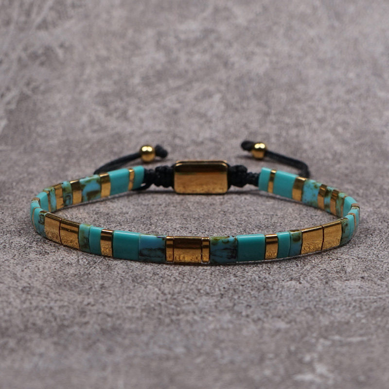 POHIER宝喜儿原创轻奢MIYUKI TILA绿松石提拉珠百搭情侣手链男女