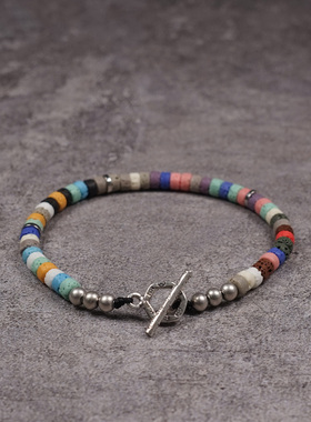 pohier火山石纯银手链