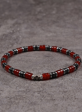 pohier925银珠红玛瑙本命年手链