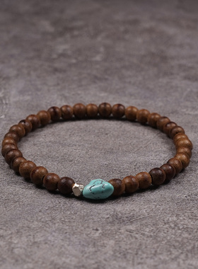pohier绿松石沉香木手链