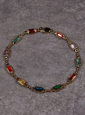 POHIER七彩方糖锆石手链