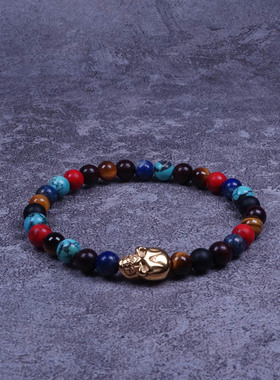 天然原矿绿松石骷髅手链