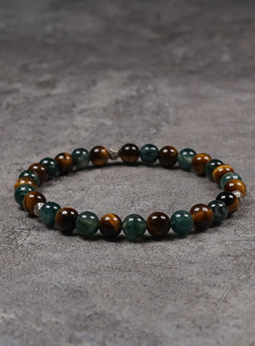 pohier虎眼石玛瑙银珠手链