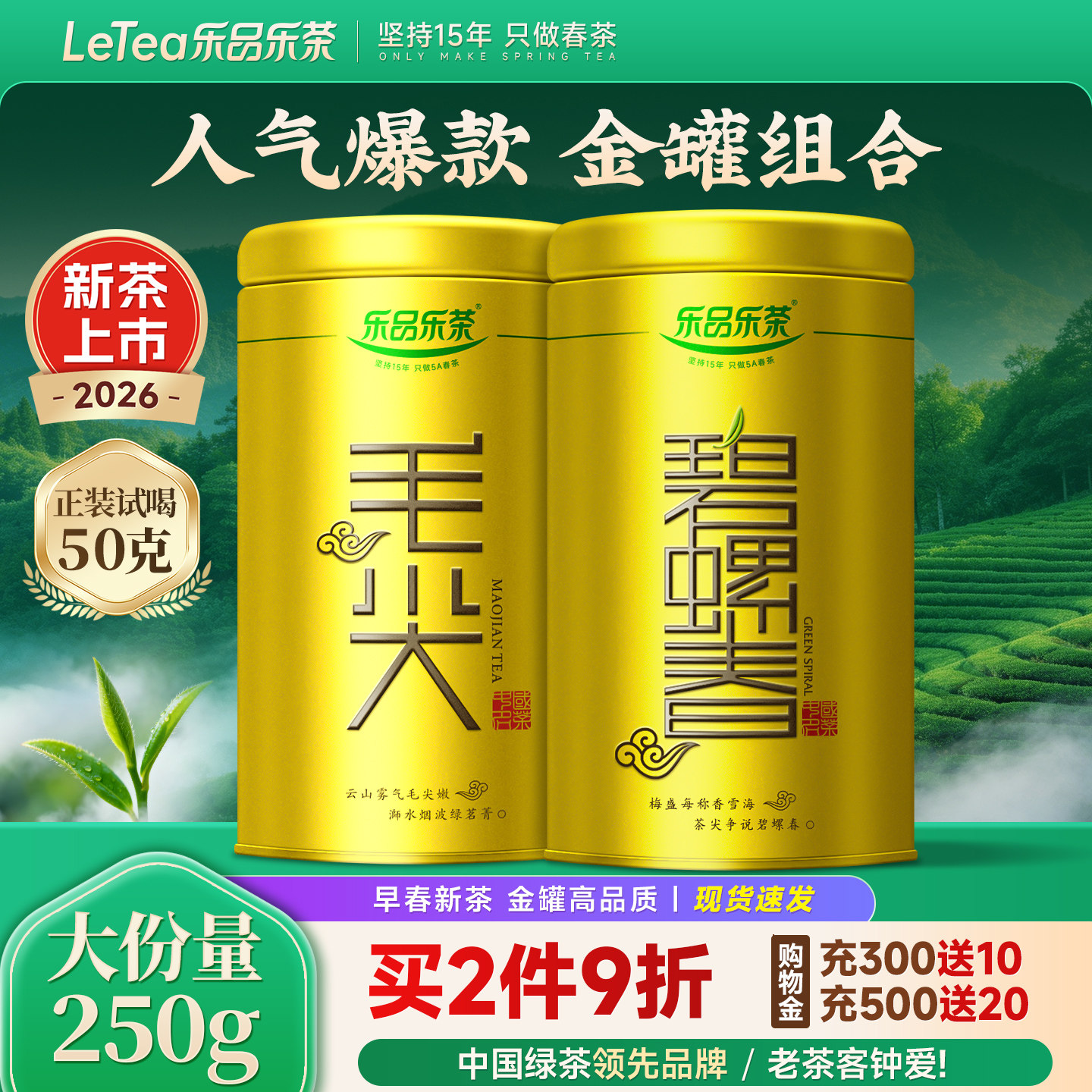 特级碧螺春毛尖组合250g图片