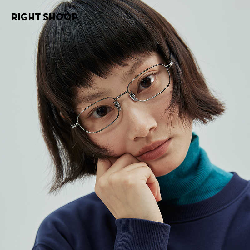 高智窄框！Y2K千禧风银丝时髦气质chill女款淡妆轻松感近视眼镜