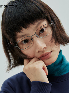 高智窄框！Y2K千禧风银丝时髦气质chill女款淡妆轻松感近视眼镜