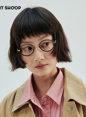 右店斯文镜高智氛围圆框钛架可配高度数椭圆少女感近视眼镜框架