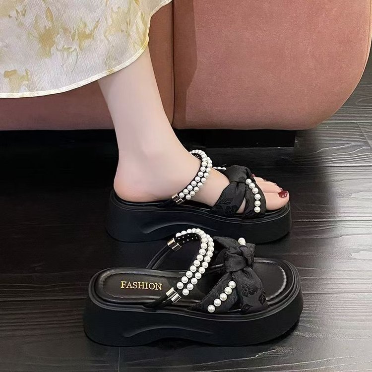 珍珠国风拖鞋女夏外穿2026新款仙女风配裙子厚底不累脚女士凉拖鞋