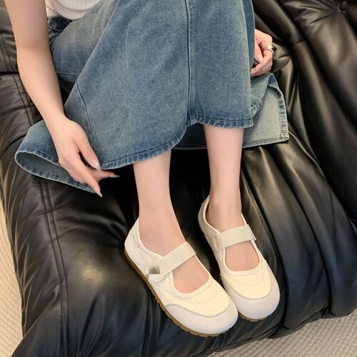 魔术贴德训鞋女鞋子2026新款爆款春夏透气平底孕妇小白鞋运动单鞋