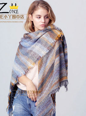 高档欧美风提花防寒两用大披肩