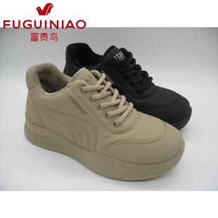 富贵鸟女鞋2024冬新款系带绒里运动休闲鞋妈妈鞋G482253QC-9