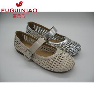 凉鞋 K5ZJ618C 2025夏新款 妈妈鞋 镂空牛皮矮跟单鞋 富贵鸟女鞋