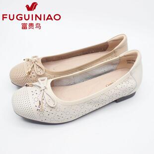 凉鞋 妈妈鞋 2025夏季 镂空牛皮矮跟单鞋 K567556C 新款 富贵鸟女鞋