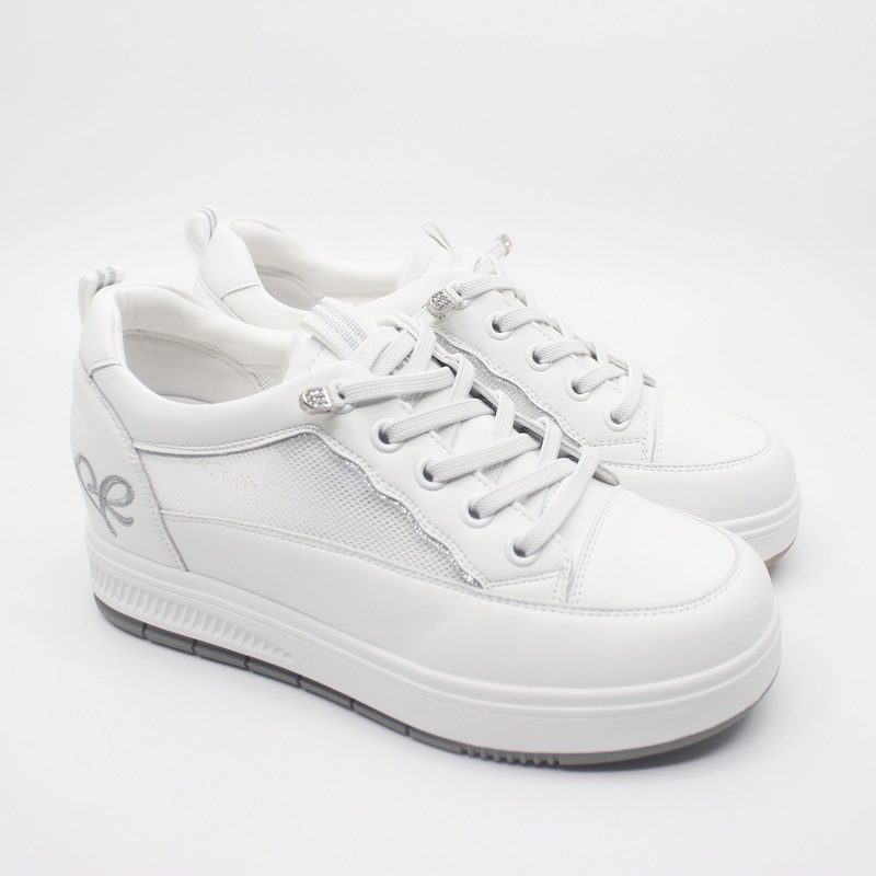 特价富贵鸟女鞋2025春新款系带网面厚底休闲牛皮小白鞋X539523C-9