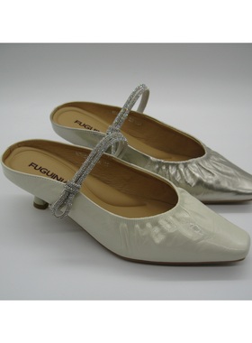 富贵鸟女拖鞋2026年夏新款优雅矮跟牛皮包头女凉鞋女鞋K676131C-9