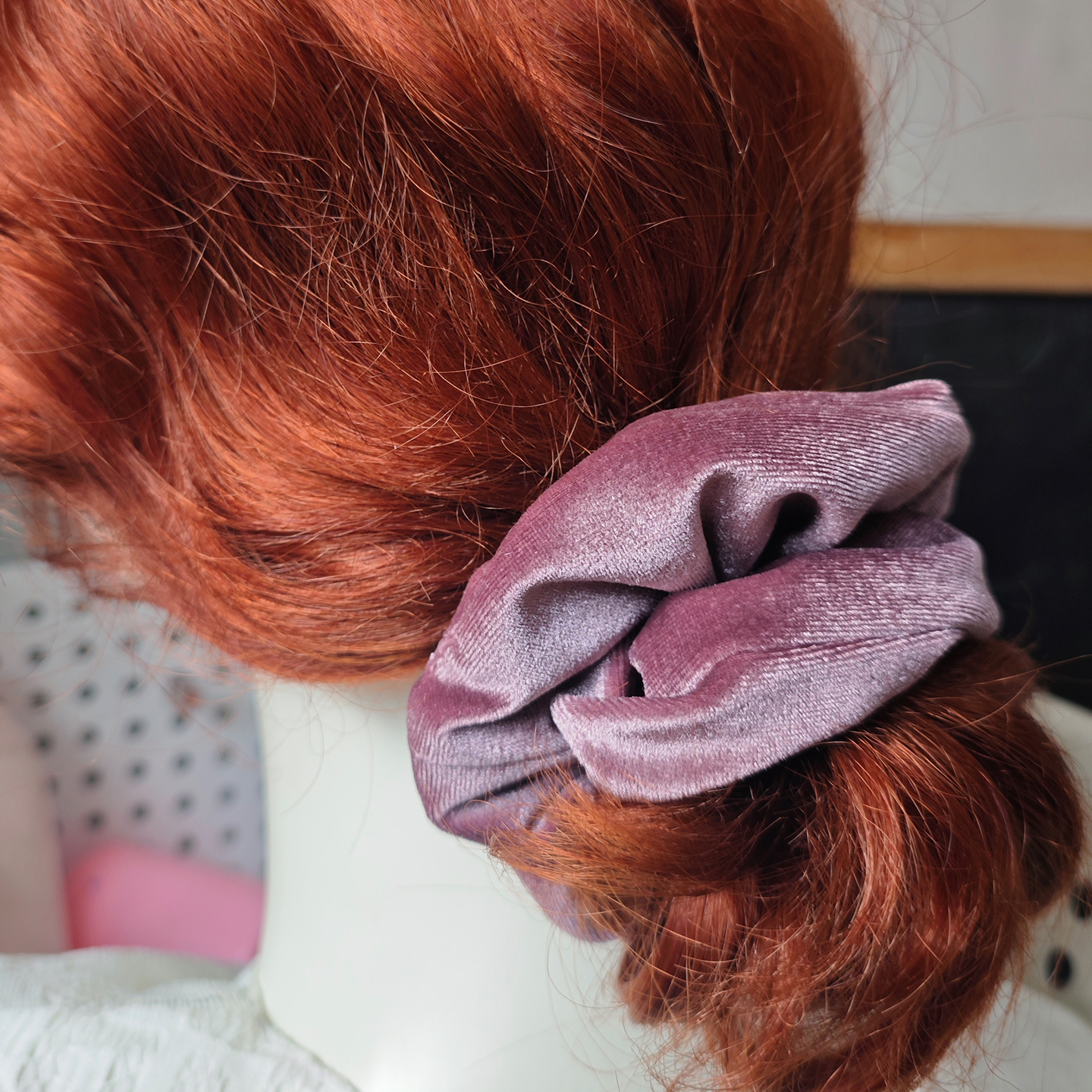 高级紫丝绒发圈 头饰法式复古丸子头大肠圈头花 头绳皮筋轻奢大号