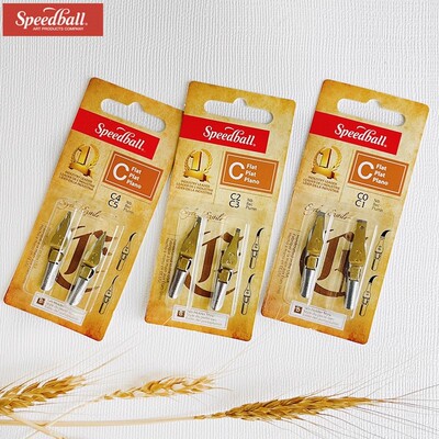 美国speedball 英文书法蘸水笔笔尖 哥特体意大利体平尖2枚装套装