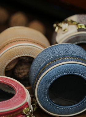 岚屿出品 文玩包Mbox雾蜡牛皮收纳包零钱包核桃手串收纳袋珠宝盒