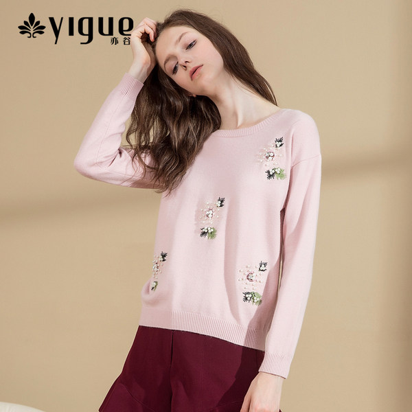 亦谷 YIGUE 重工刺绣钉珠 女式针织衫 天猫优惠券折后￥211包邮（￥251-40）2色可选