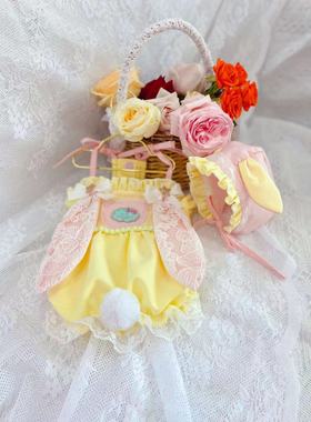 原创手工定制宠物衣服春夏可爱马卡龙兔兔吊带花苞裙泰迪比熊博美