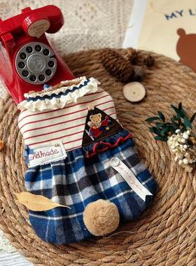 原创手工定制宠物衣服狗狗猫咪秋冬复古小熊花苞裙泰迪小马西施