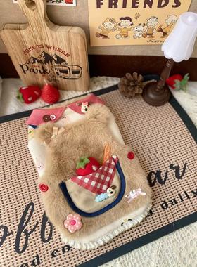 原创手工定制宠物衣服狗狗猫咪秋冬甜美围兜裙泰迪博美法斗约克夏