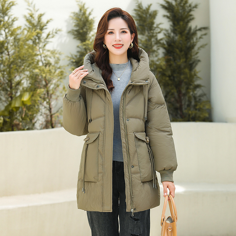 冬季棉衣新款时尚连帽A版休闲羽绒棉服中长款外套棉袄大码女装