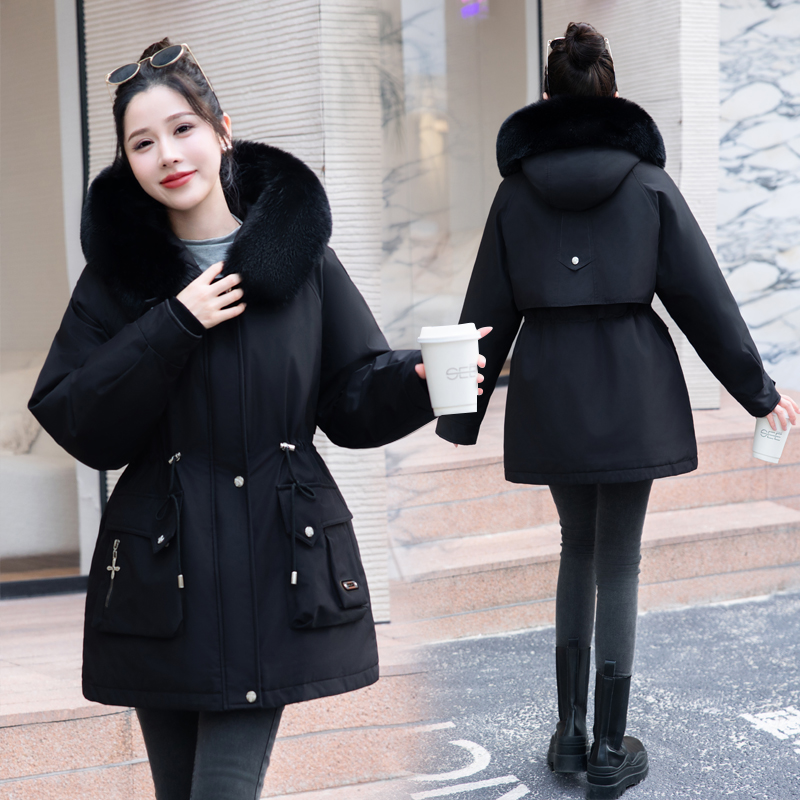 加厚中长款派克服大毛领羽绒棉服女冬季2025新款高级感保暖棉衣