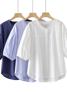 2025夏季加肥加大码女装200斤天骄一生水全棉短袖T恤衫上衣2507